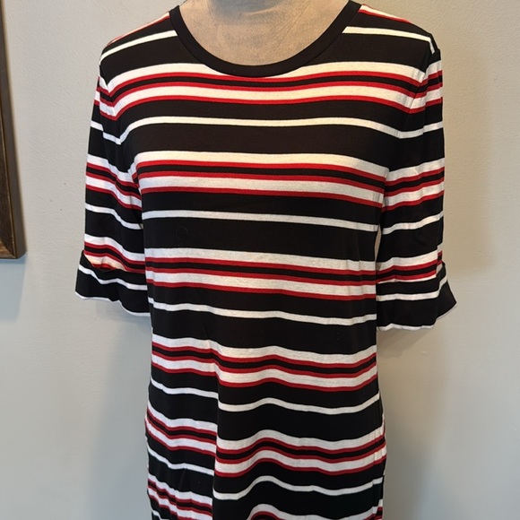 Ralph Lauren Striped Black and Red Women's cotton tshirt Dress NWT L - Picture 3 of 14